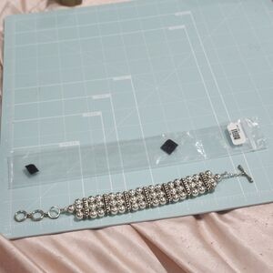 NWT JTV 3 Row Silver Bead Bracelet 7"